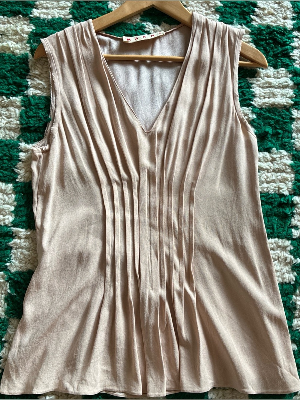 Marni Sleeveless Pintuck Blouse Top, Dusty Blush Pink, Made in Italy Size 40